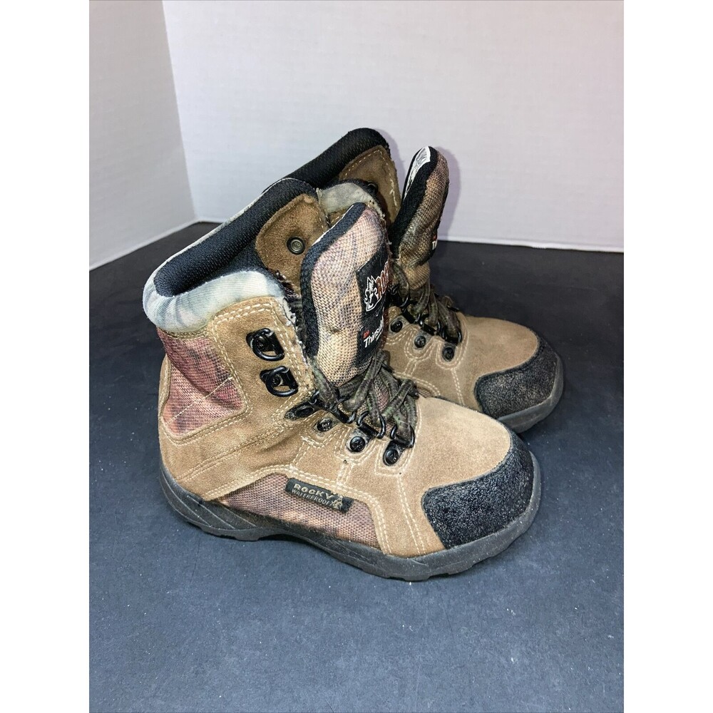 Rocky Waterproof Camouflage Boots Youth Size 10M Hunting Ankle Boot Dark Brown